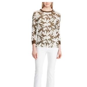 Lauren Ralph Lauren Botanical-Print Sweater - Olive Green